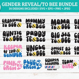 Family To Bee SVG Bundle of 20 Designs | Mommy to bee svg, Baby Shower SVG, pink or blue svg, gender reveal svg, keeper of the gender svg