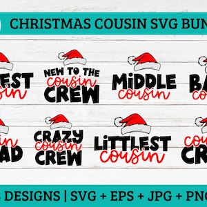 Paquete SVG de Cousin Crew / Cousin svg, paquete de primo svg, camisa de Navidad SVG, tribu de primos SVG, escuadrón de primos svg, navidad svg