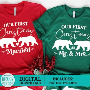 Our First Christmas as Mr and Mrs svg |  Newlywed svg, Christmas Ornament SVG, first christmas svg, bride and groom svg, homeowner svg