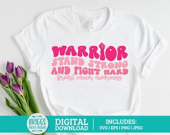 Cáncer de mama SVG / concientización sobre el cáncer svg, guerrero svg, cáncer de mama svg, cinta rosa svg, cinta de cáncer de mama svg, sobreviviente de cáncer svg