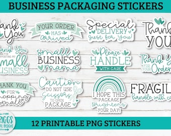Small business sticker bundle | 12 Sticker bundle, print and cut stickers, thank you sticker, business sticker png, packaging stickers