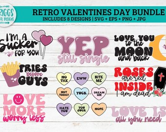 Retro Valentines day svg Bundle | anti valentine svg, valentine shirt svg, retro valentine svg, funny valentines svg, fries before guys svg