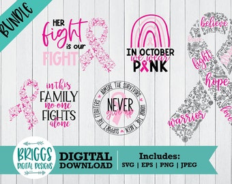 Breast Cancer SVG Bundle | cancer awareness svg, breast cancer svg, pink ribbon svg, breast cancer ribbon svg