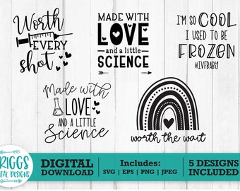 IVF SVG Bundle | pcos svg, Made with Love and Science SVG, infertility svg, ivf baby svg, rainbow baby svg, Baby Onesie Svg, pregnancy svg