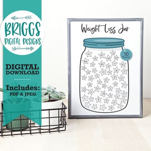 Weight Loss Tracker Jar Printable 50lbs - Weight Loss Planner | Gewichtsverlust Printable | Pfund verloren Glas | Fitness Tracker | Malvorlage