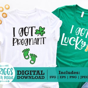 I Got Lucky SVG, Casal gravidez svg, anúncio de gravidez svg, anúncio de bebê svg, trevo svg, trevo da sorte svg, irlandês svg,