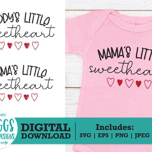 Daddy’s Little Sweetheart SVG File, valentines day svg, Valentine’s Day Onesie svg, Toddler Shirt svg, Baby Onesie Svg