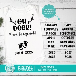 Oh Deer We're Pregnant SVG | Gravidez de Natal SVG, Maternidade de Natal SVG, Anúncio de Gravidez de Inverno Bonito arquivo de corte