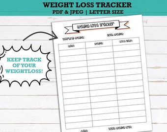 Weight Loss Tracker Printable | Fitness Chart (PDF & JPEG)
