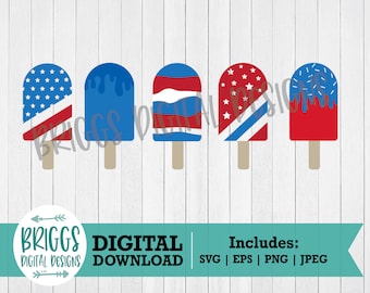 Patriotic Popsicles SVG, 4th of July, Summer Design (Digital Download)