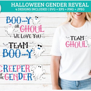 Revelación de género de Halloween svg / niño o niña svg, guardián del género svg, equipo ghoul svg, svg, él o ella svg, rosa o azul svg, embarazada svg