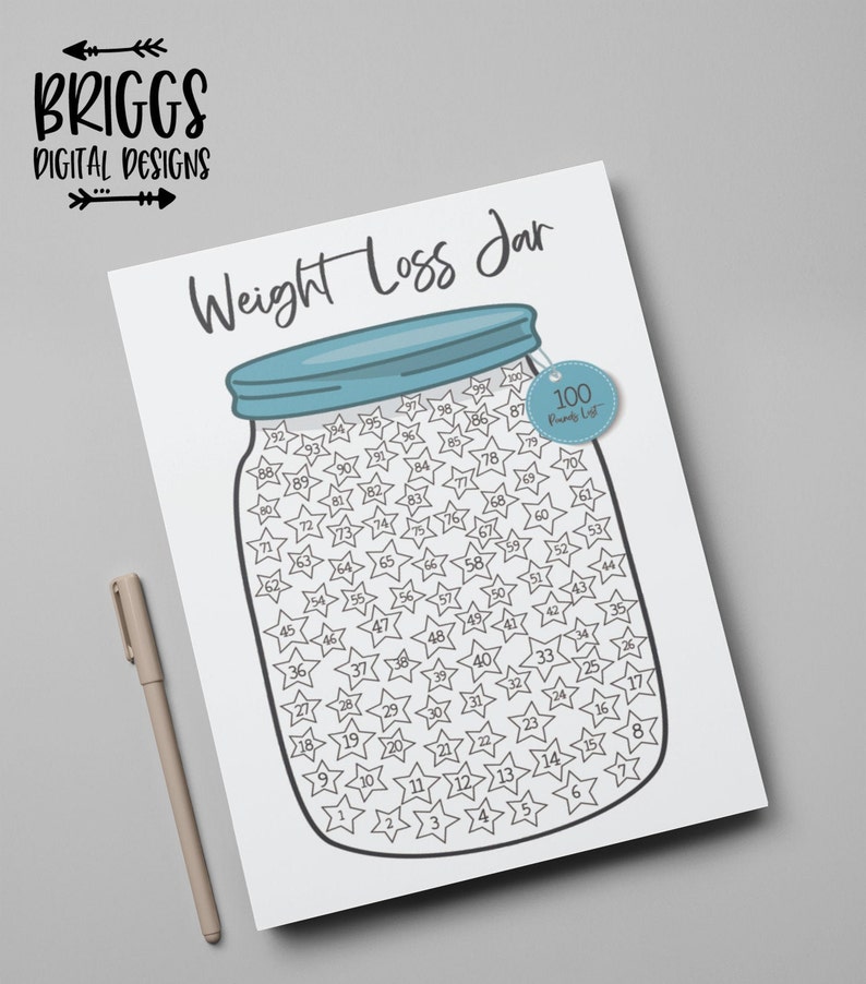 Weight Loss Tracker Jar Printable 100lbs Weight Loss Planner - Etsy