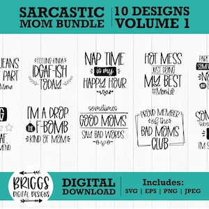 Funny Mamá Svg Bundle / mamá vida svg, mamá diciendo svg, Sargento Svg Bundle, divertida camisa mamá svg, Bad Mamá Svg