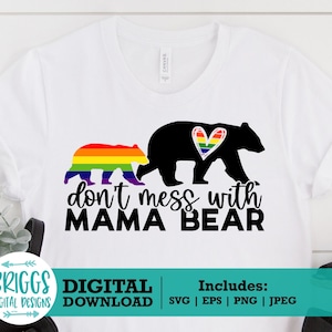 | LGBT SVG Fière maman OursE SVG, maman ours svg, Fière maman svg, Fierté svg, arc-en-ciel svg, gay pride svg, gay svg, lesbienne svg, citations de fierté