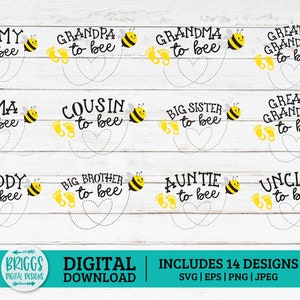 Baby Bee SVG Bundel Mama to Bee SVG, Baby Douche SVG, Bee SVG, Zwangere SVG, Zwangerschap SVG, Mama als SVG, Gender Reveal SVG
