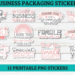 Small business sticker bundle | 12 Sticker bundle, print and cut stickers, thank you sticker, business sticker png, packaging stickers
