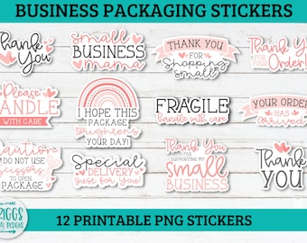 Small business sticker bundle | 12 Sticker bundle, print and cut stickers, thank you sticker, business sticker png, packaging stickers
