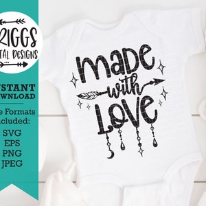Boho SVG / Hecho con amor svg, boho flecha svg, arco iris bebé svg, vale la pena esperar svg, Baby Onesie Svg, boho arco iris svg