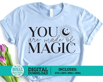 Du bist Magie SVG | Selbst Liebe SVG, inspirierend svg, motivierend svg, Selbstpflege svg, positive Zitat svg, Halbmond svg, psychische Gesundheit svg