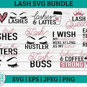 Pacchetto SVG di ciglia di 10 disegni / truccatore in formato SVG, trucco in formato SVG, ciglia in formato SVG, ciglia hustler in formato SVG, capo delle ciglia in formato SVG, caffè in formato SVG, estetista in formato SVG