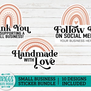 Small business sticker bundle | 10 Sticker bundle, print and cut stickers, thank you sticker, business sticker png, packaging stickers image 4