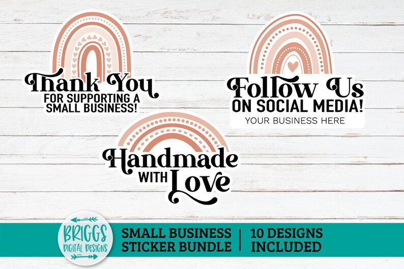 Small business sticker bundle | 10 Sticker bundle, print and cut stickers, thank you sticker, business sticker png, packaging stickers image 4