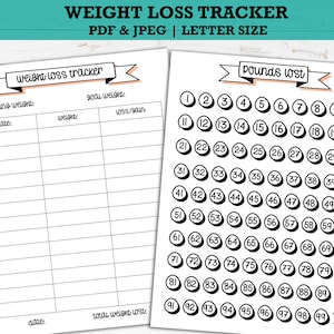 Weight Loss Tracker Printable | Weight Loss Planner | weight loss chart | weight loss journal |  Fitness Tracker | Coloring Page