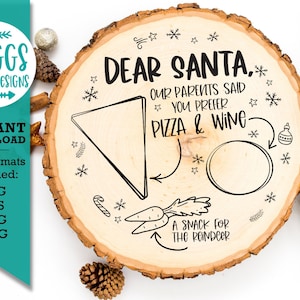 Santa Tray SVG / Caro Babbo Natale SVG, pizza e vino in formato SVG, latte e biscotti in formato SVG, Cookie Tray SVG, biscotti e latte in formato SVG, vassoio di Natale in formato SVG