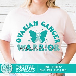 Cancer Warrior SVG | cancer survivor svg, cancer awareness, ovarian warrior svg, breast cancer, teal ribbon svg, ovarian awareness