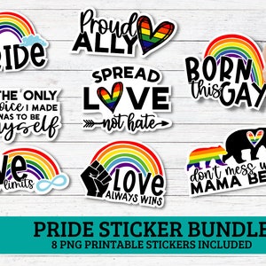 Pride Printable Sticker Bundle | 8 Sticker, lgbtq png Sticker, Mama Bär Sticker, Lgbtq Sticker, Print und Cut Sticker, Sticker png