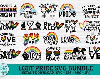 LGBT SVG bundle | pride svg bundle, rainbow svg, gay pride svg, gay svg, lesbian svg, pride quotes, love always wins svg, love is love svg