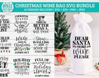 Bolsa de vino de Navidad SVG Bundle / copa de vino svg, vino de Navidad svg, vino divertido svg, cita de vino svg, divertido navidad svg, regalo de Navidad svg