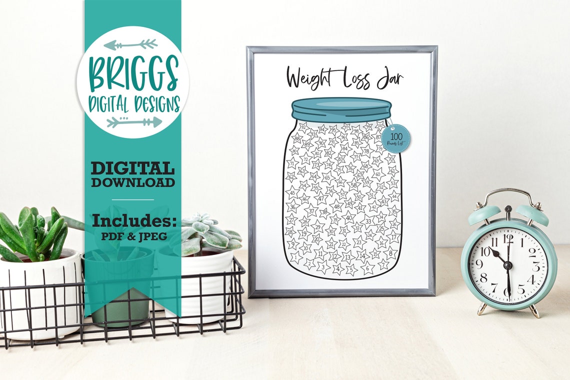 Weight Loss Tracker Jar Printable 100lbs Weight Loss Planner | Etsy