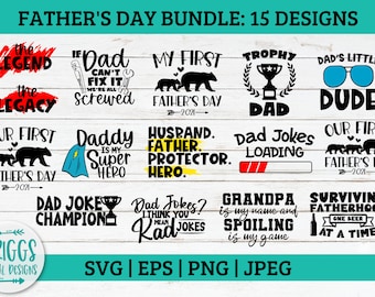 Vaderdag SVG-bundel | Shirtontwerpen vader (digitale download)