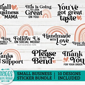 Small business sticker bundle | 10 Sticker bundle, print and cut stickers, thank you sticker, business sticker png, packaging stickers