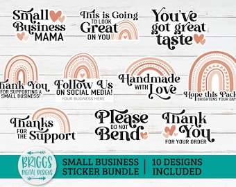 Small business sticker bundle | 10 Sticker bundle, print and cut stickers, thank you sticker, business sticker png, packaging stickers