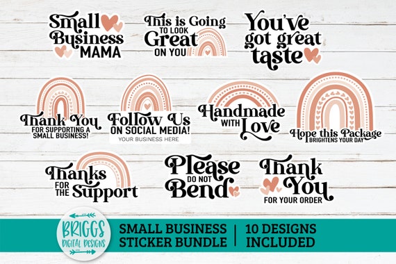 Small business sticker bundle | 10 Sticker bundle, print and cut stickers, thank you sticker, business sticker png, packaging stickers