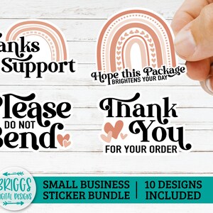 Small business sticker bundle | 10 Sticker bundle, print and cut stickers, thank you sticker, business sticker png, packaging stickers image 2