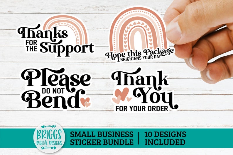 Small business sticker bundle | 10 Sticker bundle, print and cut stickers, thank you sticker, business sticker png, packaging stickers image 2