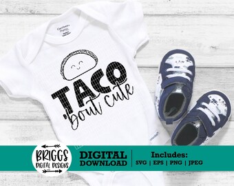 Taco Bout Söt SVG | Cinco De Mayo Baby Onesie (Digital Nedladdning)