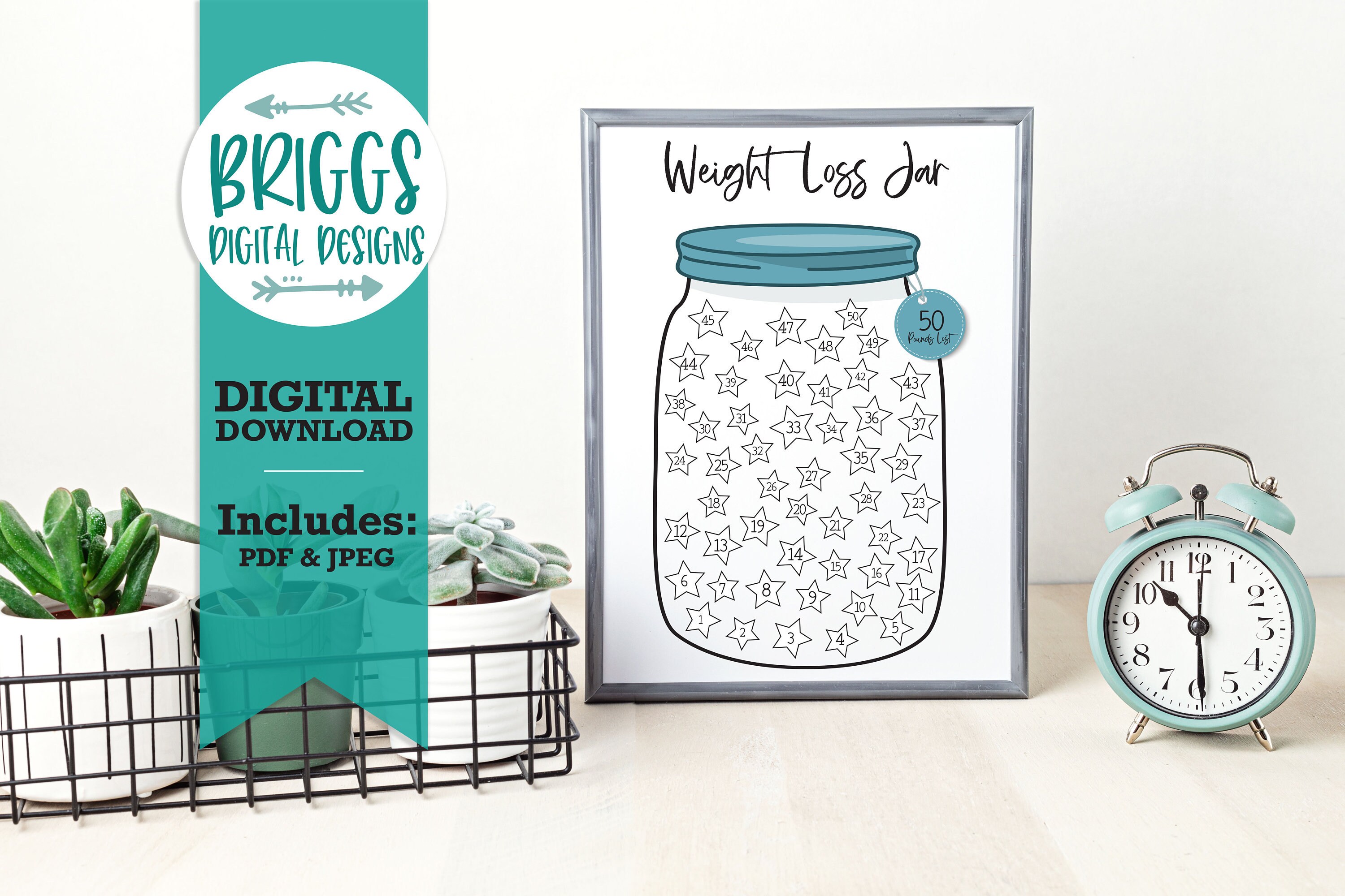 Weight Loss Tracker Jar Printable 50lbs Weight Loss Planner Etsy España