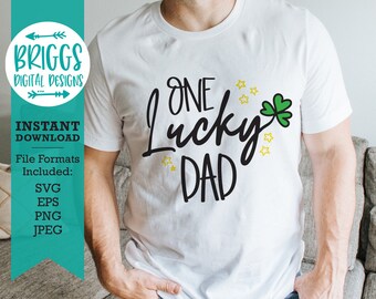 One Lucky Dad SVG | St Patricks Day Clover Design (Digital Download)