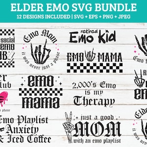 Älteres Emo SVG Bundle | millenial svg, Elder Emo Club svg, Emo Mom svg, es war nie eine Phase svg, Emo Mama svg, Emo millenial svg