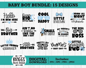 Baby Boy SVG Bundle, Neugeborenen Sprüche, Zitate (Digitaler Download)