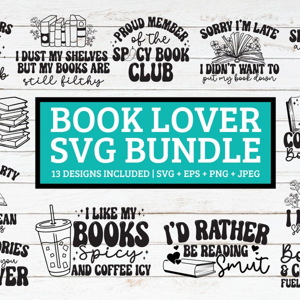 Spicy Book Lover SVG Bundle | books spicy and coffee icy svg | booktok svg, bookish svg, reading svg, reader png, smut svg, spicy books svg