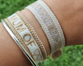 Bracelet brodé personnalisé - Bracelet amitié - Bracelet tissé - Bracelet maman- Cadeau fête des mamans- mère - bracelet message -