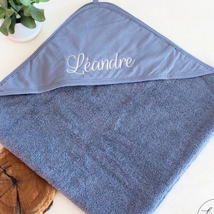 Personalized baby bath cape - Embroidered hooded towel with name - Original cotton birth gift