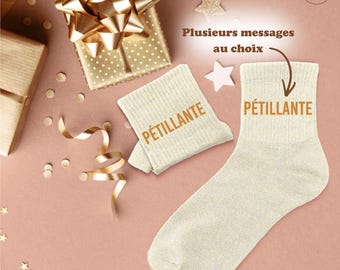 Glitter socks with a message – Fun women's socks – Original gift for women – Sporty, sparkling, bold