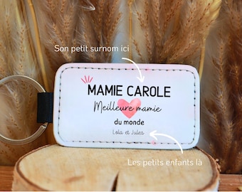 Family keychain in faux leather - Grandma keychain - Personalized keychain - Personalized gift for Grandma