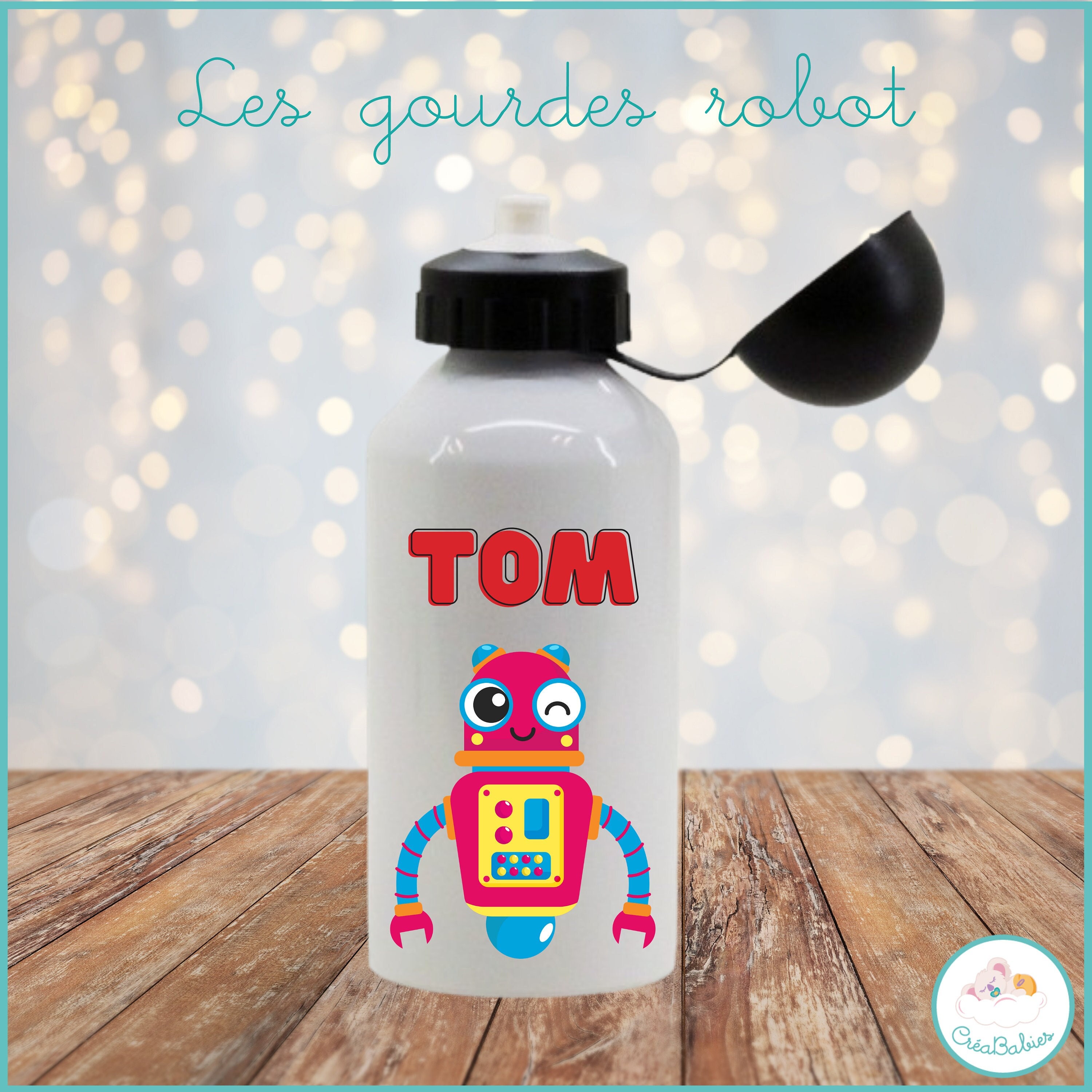 Gourde Personnalisée Robot - Gourde Enfant École Idée Cadeau Gourde Robot